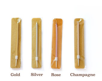 Tall Gold Silver Rose Birthday Candles - 4.5in - Gold Silver Candles - Gold Silver Cake Decorations, Silver Cake Candles, Silver Party Decor