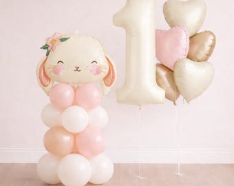 Einige Häschen sind eins, Geburtstagshäschenballon, Häschen-Themengeburtstag, blush rosa Geburtstagsballon, niedlicher Häschenballon