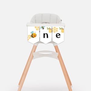 Bee One High Chair Banner, One High Chair Banner, 1st Bee-Day High Chair Banner, Bee First Birthday Decorations, Editable Bee Banner