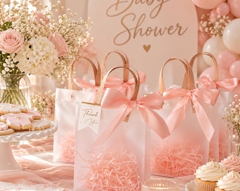 Baby shower gift bags, girl baby shower favors, pink favors, favors baby shower, bow gift bags