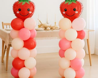 1 Erdbeere Geburtstag, Beere Party Dekor, Ballongirlande, Erdbeerballon, Erdbeerdekor, Beere erster Geburtstag, Fruchtballons