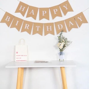 Handgemachte alles Gute zum Geburtstag, Boho Geburtstag Banner, Banner Papier Flagge Girlande für Geburtstagsfeier Minimalist Geburtstag Dekor glücklich