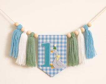 One Silly Goose Birthday High Chair Banner, 1st Tassel Garland, Cake Smash Highchair Banner, Blue Silly Goose Banner, Silly Goose theme