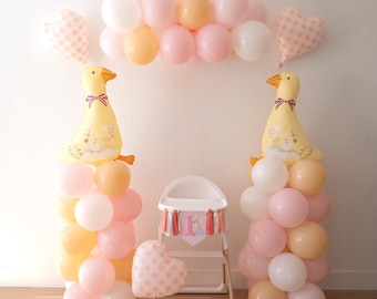 Decoración con globos para el primer cumpleaños de Silly Goose, pancarta para aplastar pastel