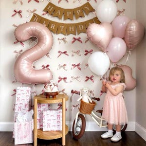 Boho Geburtstagsballon, rosa Ballon, Mädchen-Geburtstagsdeko, Zahlenballon, Ballonset nach Wunsch