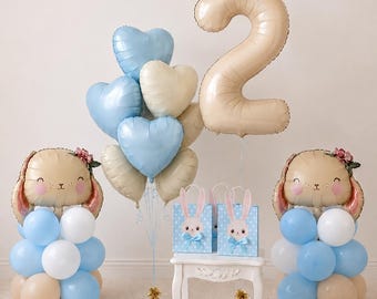 Bunny boy birthday party, bunny balloon, bunny birthday party, bunny decor, 1st birthday bunny themed