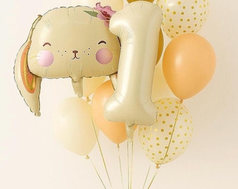 Erster Geburtstag Hase Ballon, ein Hase ist Geburtstag, Hase Ballon, Pastell 1. Geburtstag, Ballondekoration mit Hasenmotiven
