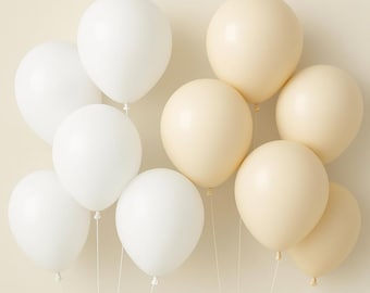 Globos de látex neutros, decoración para fiestas en blanco y beige