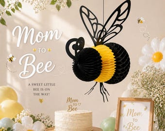 Mom to Bee Decorations, Bee Honeycomb Hanging Decor, Bee Baby Shower Decorations, Bumble Bee Party Decor, Gender Neutral Baby Shower