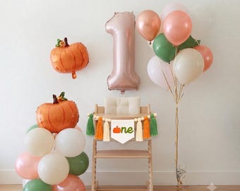 Little pumpkin first birthday, 1st birthday little pumpkin, pumpkin balloon, balloon tower, DIY balloon kit, autumn birthday balloon