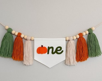 1. Geburtstag kleine Kürbisparty Girlande, hohes Stuhlband, Thanksgiving erster Geburtstag, Boho Kürbis Geburtstag