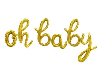 Globos con la inscripción "Oh Baby", decoración para baby shower, letrero "Oh Baby", decoraciones para baby shower, letras "Oh Baby", revelación de género, es una niña