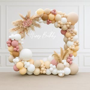 Boho wedding balloon arch, fall autumn birthday balloon, boho baby shower balloon arch, blush, dusty pink balloon arch, brown DIY balloon
