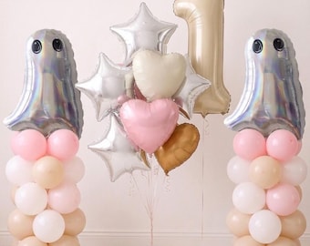 1st birthday Halloween, Ghost balloon, my first birthday Halloween, balloon tower, birthday Halloween, Halloween birthday, cute ghost balloo