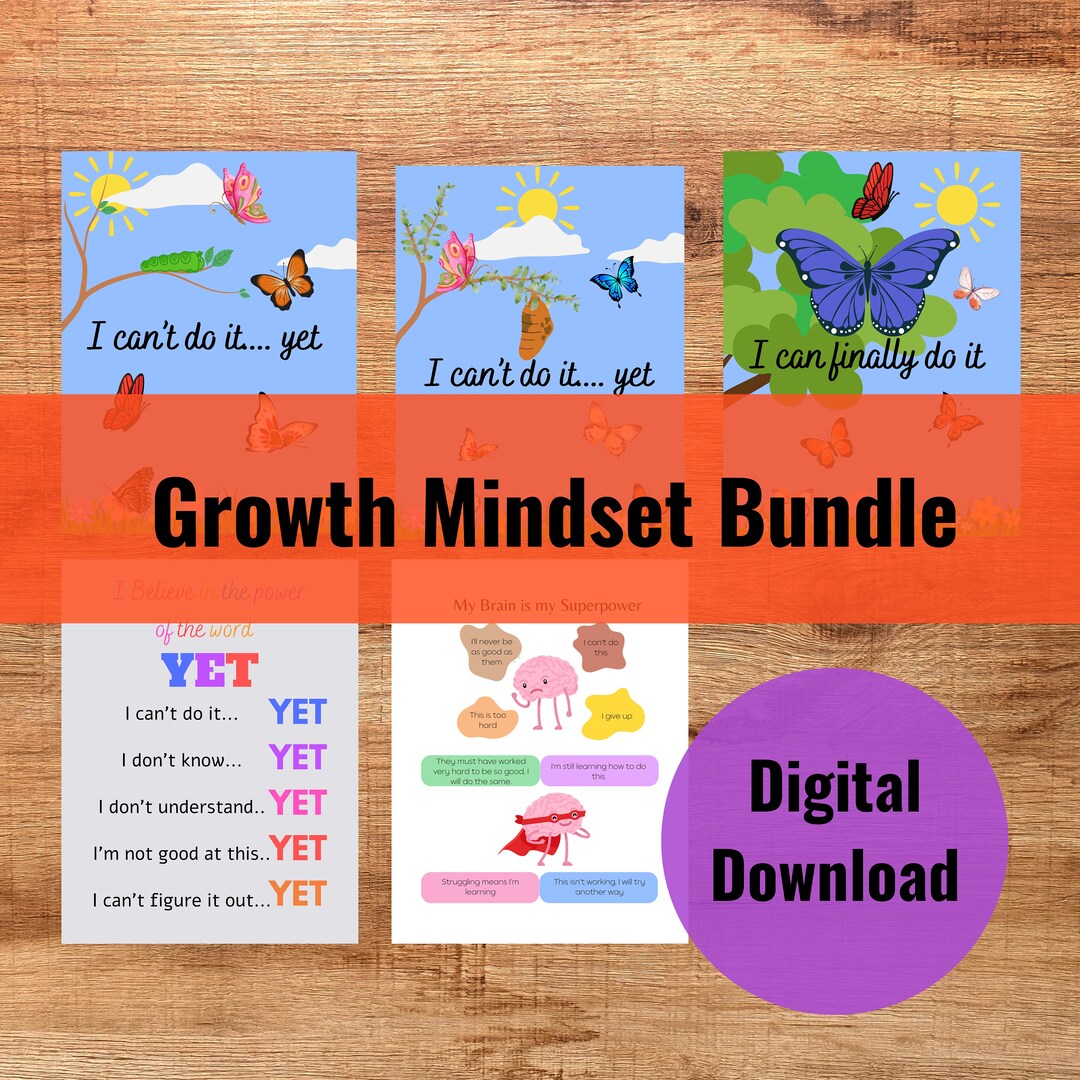 Growth Mindset Bundle, Power of yet Posters, Mindset Printable, Self ...