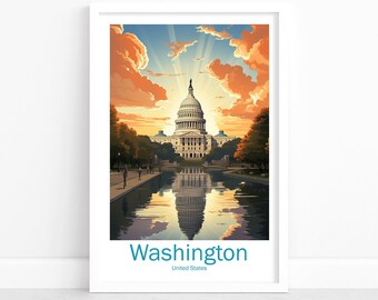 Washington&#39;s Majesty: Cityscape Wall Art | Washington D.C. Gift | Art Lovers&#39; Delight | Washington Print | Wall Art Décor Poster