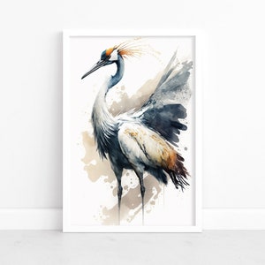 Crane Bird Poster | Japanese Art Print | Japanese Print | Vintage Japanese Art | Japanese Crane | Japan Wall Art Poster