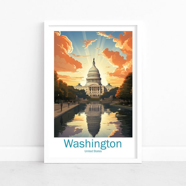 Washington's Majesty: Cityscape Wall Art | Washington D.C. Gift | Art Lovers' Delight | Washington Print | Wall Art Décor Poster
