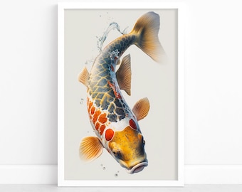 Elegante Koi Fische: Aquarell Kunstdruck Poster | Atemberaubende Koi Fischmalerei | Wand Kunst Dekor |Original Kunstwerk | Fesselnder Posterdruck