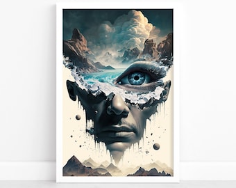 Surreal Poster | Surrealismus-Druck Kunst | Surreale Kunst Wanddekoration | Illustration | Landschaft