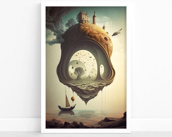 Surreal Poster | Surrealism Print Art | Surreal Art Wall Decor | Illustration | Landscape