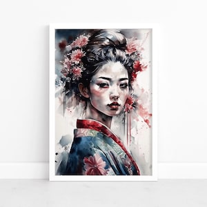 Japanese Geisha Wall Art | Japanese Poster | Oriental Wall Print | Japanese Art Print | Illustration | Gift | A1/A2/A3/A4