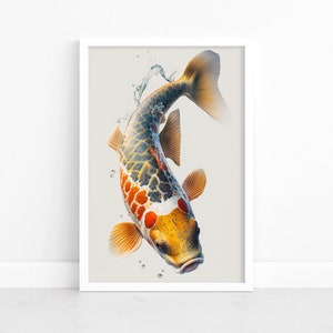 Elegant Koi Fish: Watercolor Art Print Poster | Breathtaking Koi Fish Painting | Wall Art Decor |Original Artwork | Captivating Poster Print