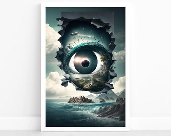 Surreal Poster | Surrealism Print Art | Surreal Art Wall Decor | Illustration | Landscape