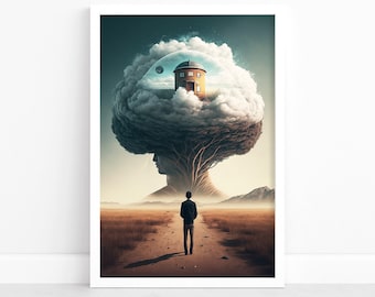 Surreal Art Poster | Surrealism Print Art | Surreal Art Wall Decor | Psychedelic Magic Wall Art | Illustration | Landscape