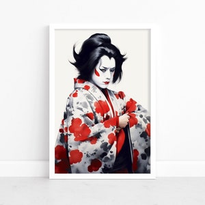 Enchanting Kabuki: Actor Poster | Japanese Decor | Wall Art Decor | Original Artwork | Kabuki Theater Illustration | Watercolor Print