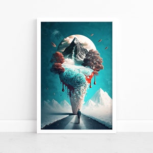 Surreal Poster | Surrealism Print Art | Surreal Art Wall Decor | Illustration | Landscape