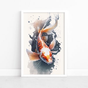 Graceful Koi Fish: Watercolor Art Print | Stunning Koi Fish Painting | Wall Art Decor | Original Artwork | Serene Aquatic Beauty