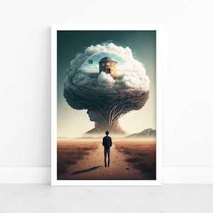 Surreal Art Poster | Surrealism Print Art | Surreal Art Wall Decor | Psychedelic Magic Wall Art | Illustration | Landscape
