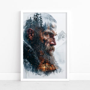 Valiant Viking: Portrait Poster | Norse Warrior Art | Nordic Home Decor | Nordic Wall Art | Scandinavian Heritage | Warrior Illustration