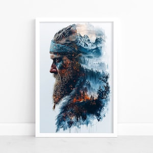 Viking Poster | Scandinavian Warrior Art Print | Nordic Home Decor | Vintage Nordic Wall Art | Scandinavian Heritage | Warrior Illustration
