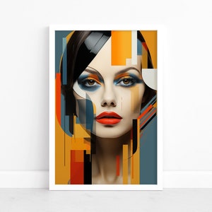 Abstract Expression: Woman in Bauhaus Style Poster | Contemporary Art Print | Wall Decor | Female Silhouette | Bauhaus Inspired Illustration