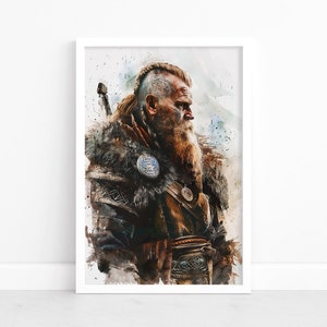 Viking Poster | Norse Warrior Art | Nordic Home Decor | Wall Art | Portrait Illustration | Scandinavian Heritage | Warrior Illustration