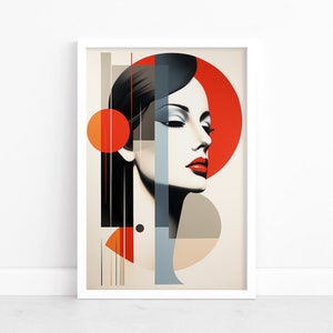 Abstract Femme: Poster di donna in stile Bauhaus / Stampa d'arte contemporanea / Decorazione murale / Forma femminile astratta / Illustrazione ispirata allo stile Bauhaus