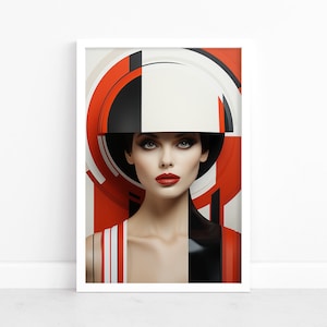 Avant-Garde Elegance: Abstract Woman in Bauhaus Style Poster Art Print | Wall Decor | Abstract Female Form | Bauhaus Inspired Illustration