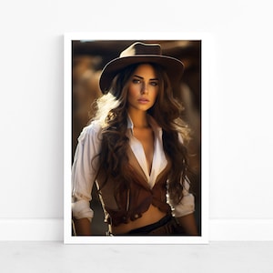 Cowgirl Allure: plakat Western Beauty | Frontier Elegance | Western Art Prints | Southern Style | Portrait Illustration