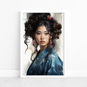 Belleza de geisha: Póster vintage de acuarela japonesa / Arte mural de geisha / Decoración de geisha / Póster atemporal de geisha / Decoración de pared de geisha enigmática
