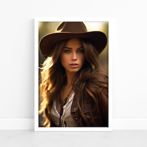 Frontier Blossom: plakat Cowgirl Beauty | Dziki Zachód Artystyczny | Southern Charm | Elegancja amerykańska | Wystrój południowo-zachodni | Wydruki sztuki zachodniej