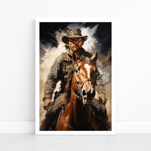Cowboy Chronicles: Wild West Poster artistico / Stampe d'arte western / Arte del sud America / Decorazioni sud-occidentali / Illustrazione di paesaggio