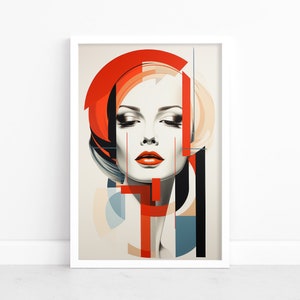 Abstract Fusion: Woman in Bauhaus Style Poster | Contemporary Art Print | Wall Decor | Abstract Female | Bauhaus Inspired Illustration