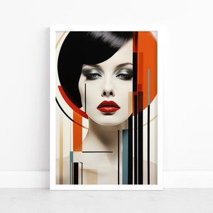 Abstract Vision: Woman in Bauhaus Style Poster | Contemporary Art Print | Wall Decor | Abstract Female Form | Bauhaus Inspired Illustration