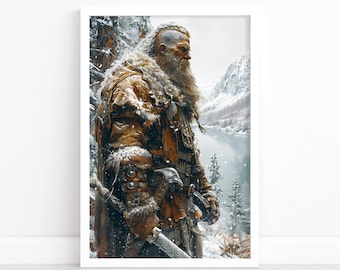 Viking Inabalável: Pôster de Retrato | Arte Nórdica de Guerreiro | Decoração Escandinava para Casa | Arte de Parede Nórdica | Herança Viking | Ilustração de Guerreiro