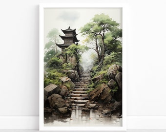 Japan's Natural Beauty: Japanese Landscape Poster | Japan Wall Art Print | Watercolor Japanese Scenery | Captivating Japanese Print