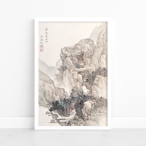 Japanese Rocky Landscape Poster - Art Print | Vintage Illustration | Wall Art | Japanese Poster | Japan Wall Art Print