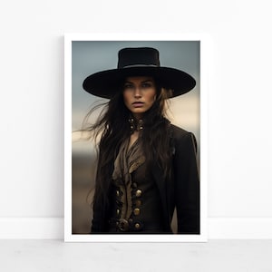 Plakat Cowgirl Frontier: Piękno Zachodu | Elegancja Frontier | Wydruki sztuki Dzikiego Zachodu | Wystrój Southern Americana | Styl wiejski