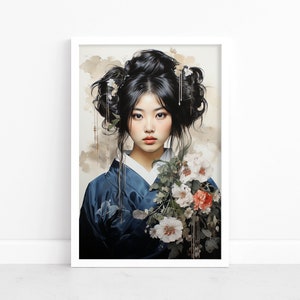 Enchanting Geisha: Vintage Japanese Watercolor Poster | Wall Art | Captivating Geisha Decor | Timeless Geisha Print | Geisha Wall Decor